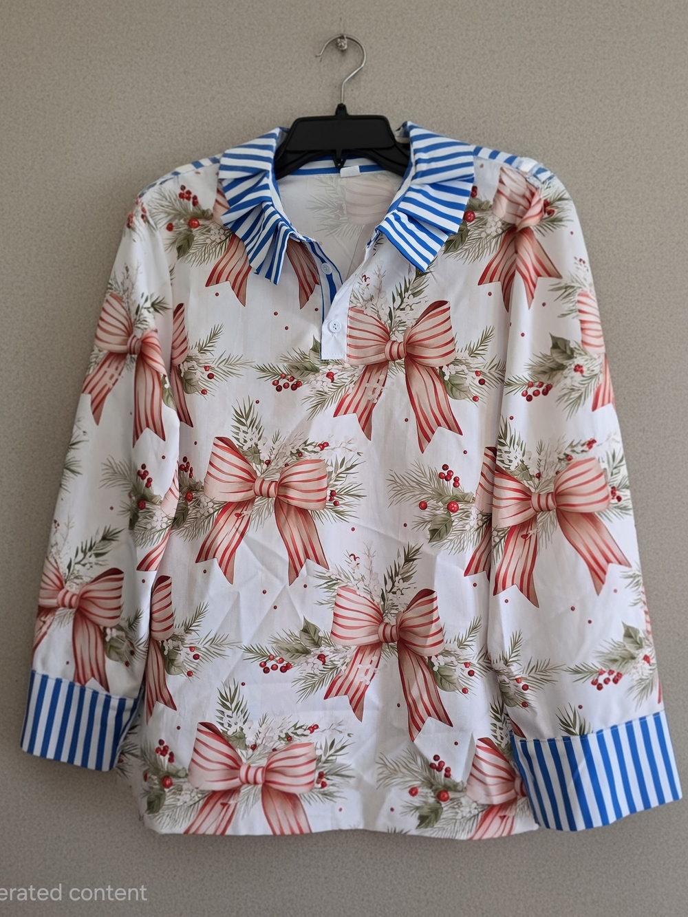 CherryBetty Festive Bow Print Blouse
